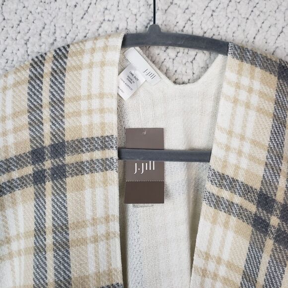 J Jill Womens One Size Poncho Sweater Wrap Plaid - Picture 5 of 10